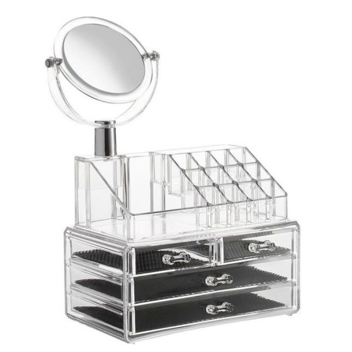 Organizator cosmetice cu oglinda,suport make up 4 sertare