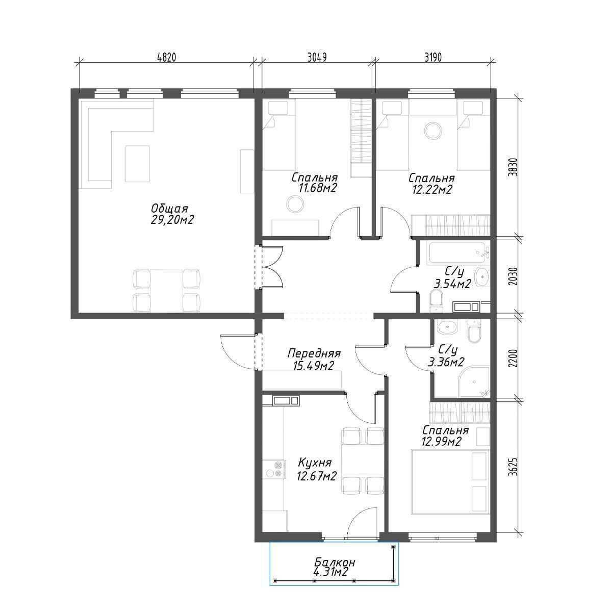 Новостройка, GOLDEN HOUSE, ор.Академия МВД, 4/7/9, 103 м2, с ремонтом.