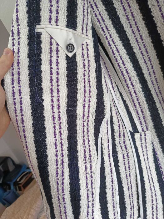 Sacou Jacheta Viggo Navy casual with stripes, slim fit Size 50 Bumbac