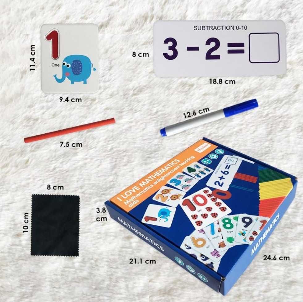 Образователна игра за съпоставяне на числа+флаш карти, пръчици, цифри