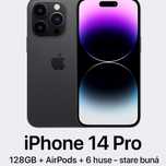 iPhone 14 Pro 128GB + AirPods + 6 huse – stare bună