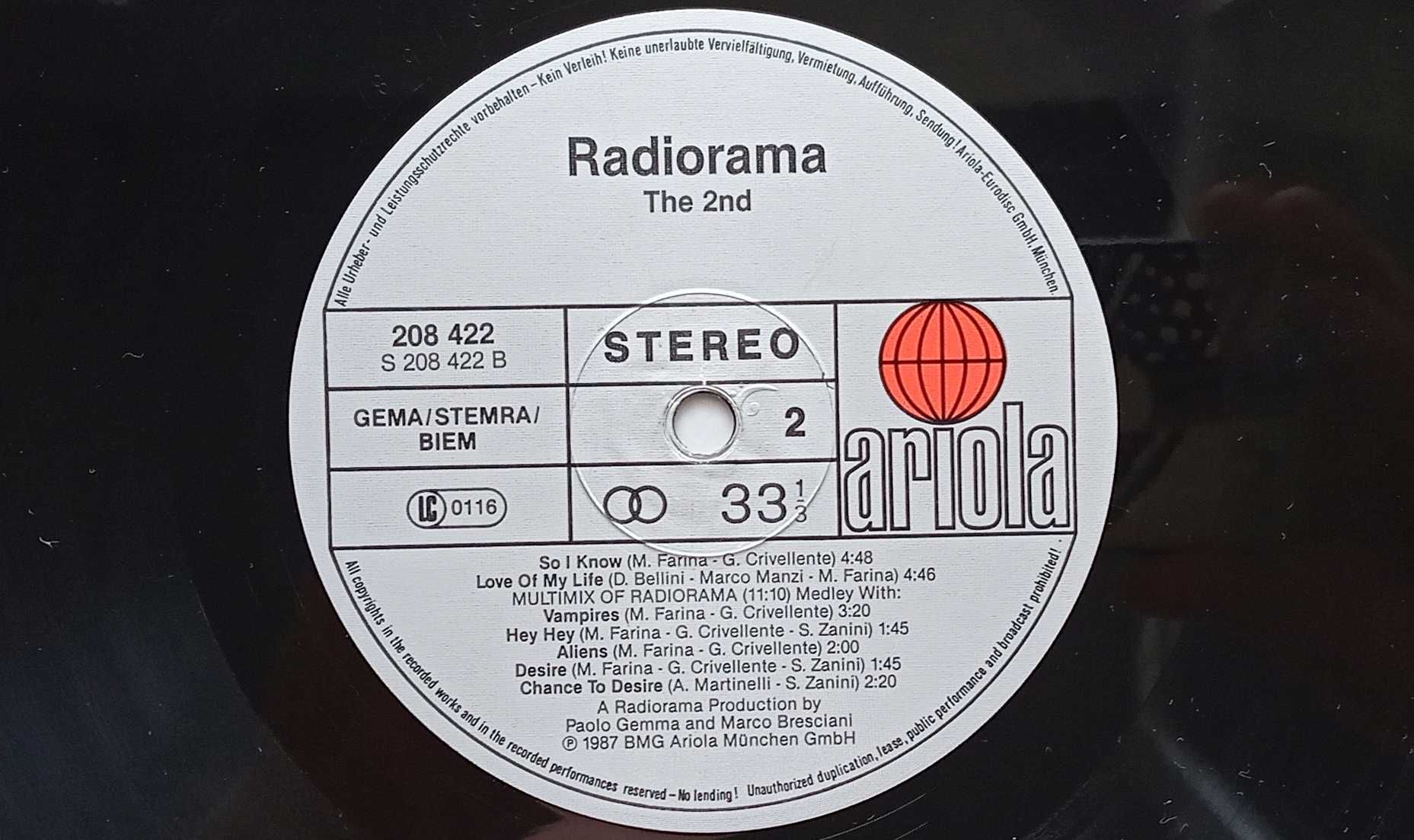 disc vinil Radiorama - The Second (1987) Germany