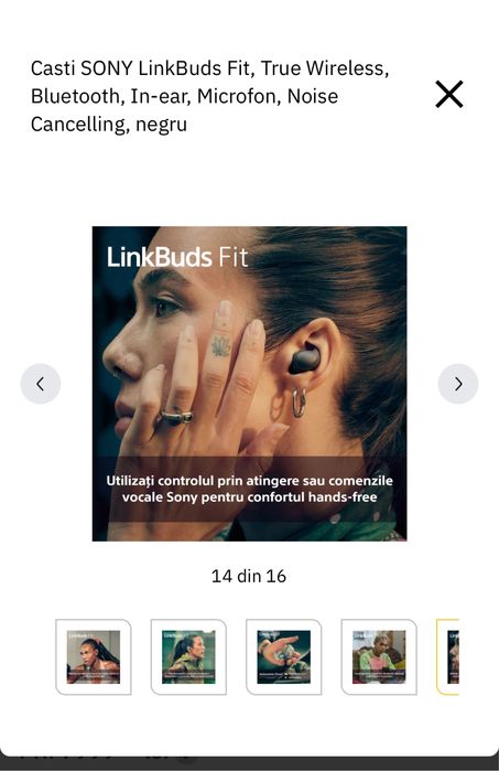 SONY LinkBuds Fit, True Wireless, sigilate, transport inclus. OCAZIE