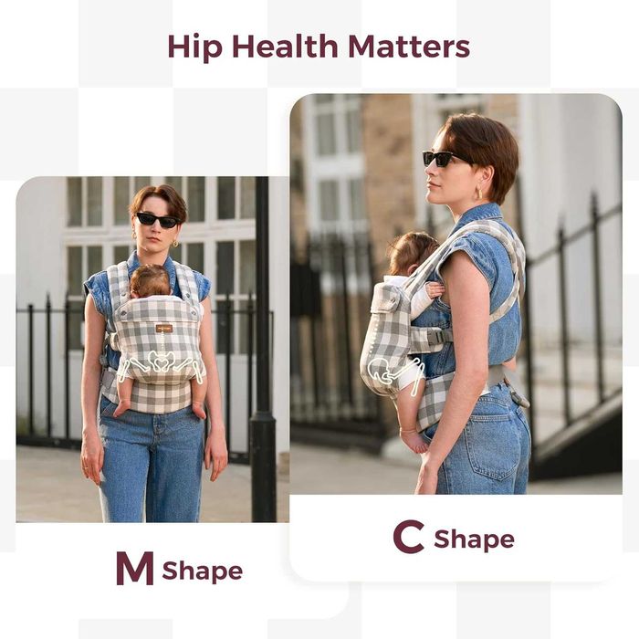 Бебешко кенгуру Momcozy от естествен памучен лен, шахматна дъска