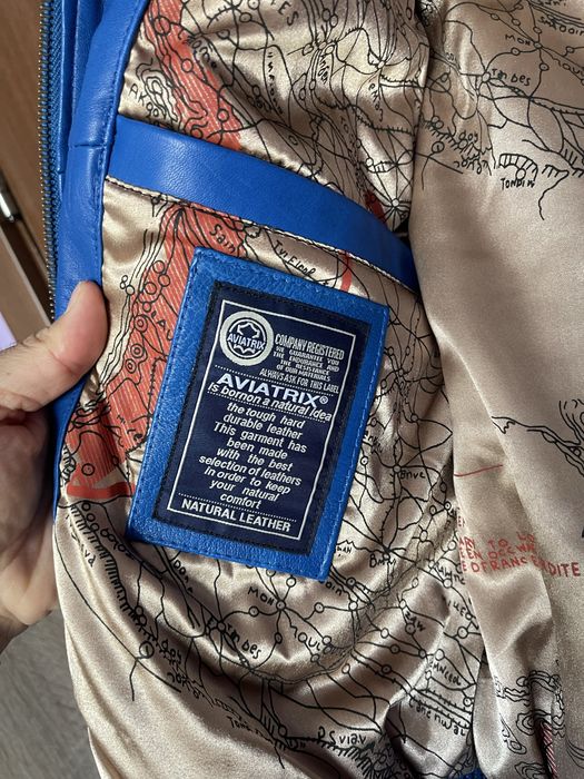 Мъжко Синьо Кожено Яке Aviatrix Пилотско Естествена Кожа Nike Jordan