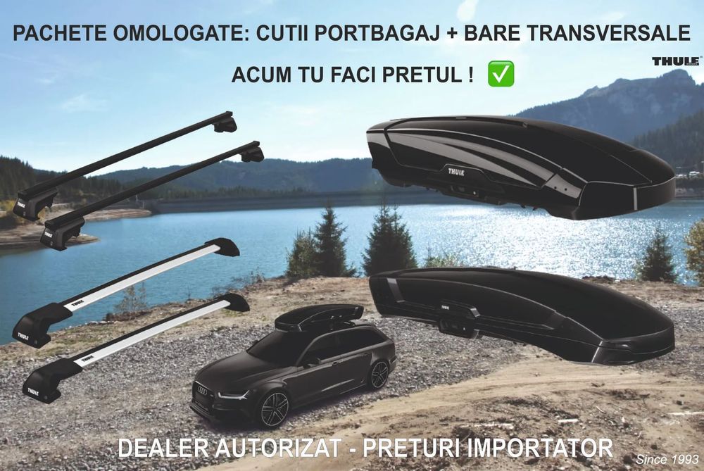 Pachet Cutii Portbagaj Auto Thule + Bare Transversale Thule, Noi cu Factura & Garantie_Pret Importator