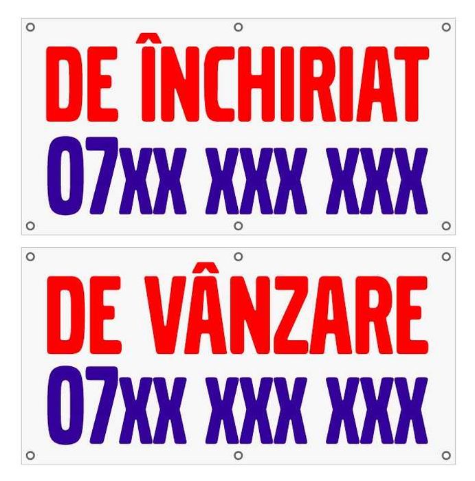 Banner publicitar de inchiriat - de vanzare cu capse metalice