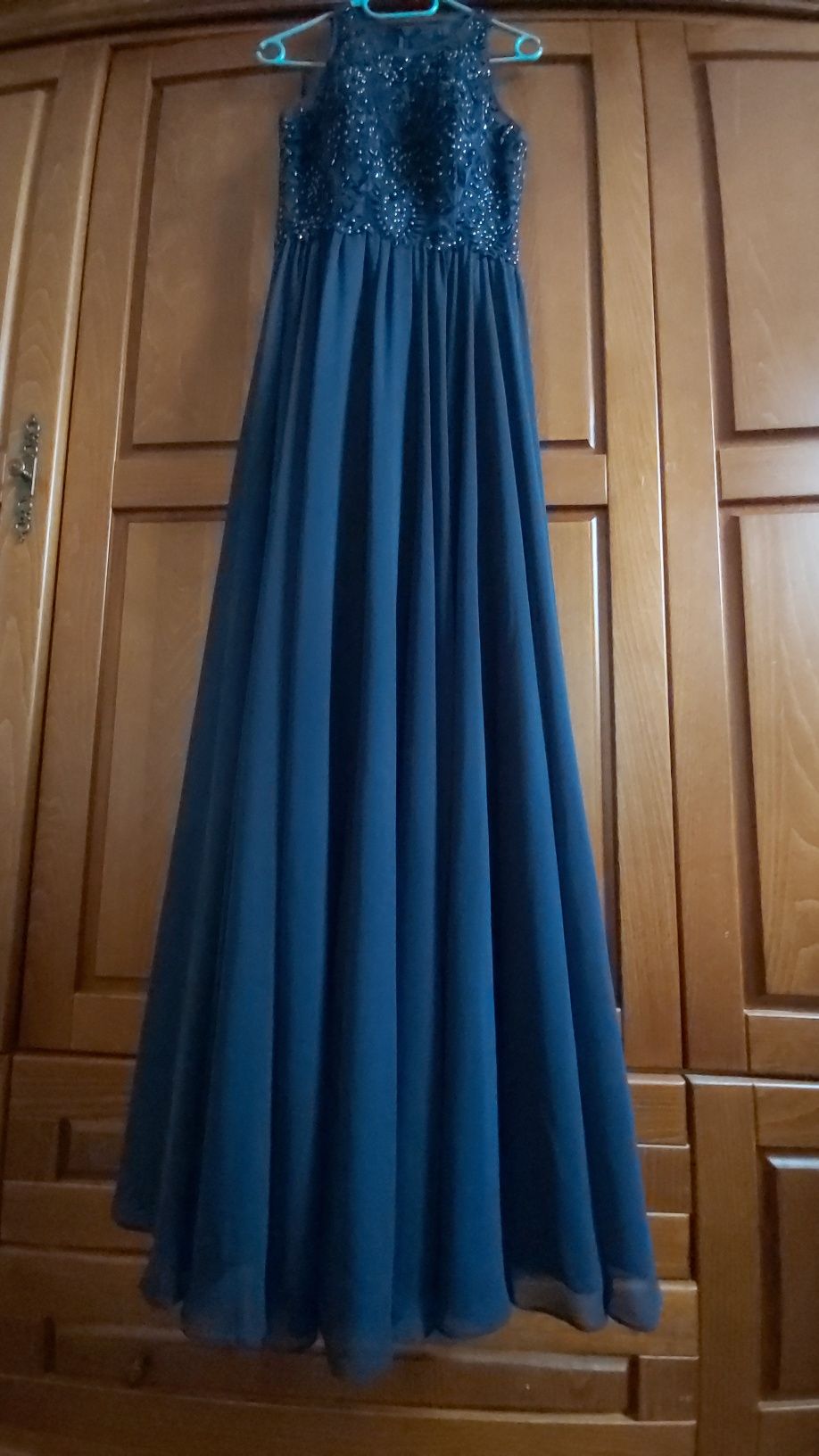 Фантастична тъмно синя официална рокля S