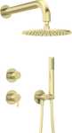 Комплект златен душ за вграждане тип тропически дъжд Silia Brush Gold