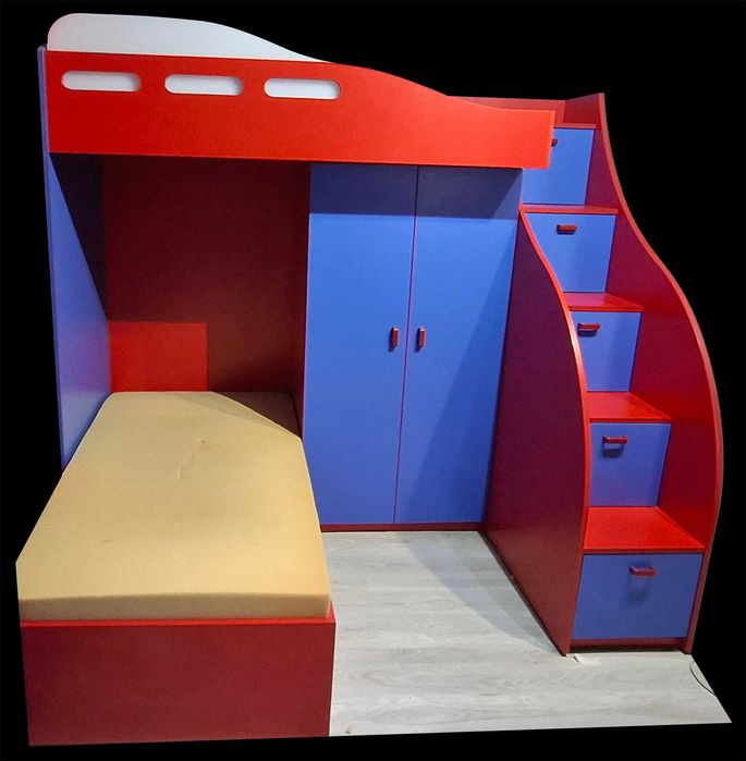 Oбзавеждане за детска стая.Двуетажно легло и гардероб. ПДЧ-18мм