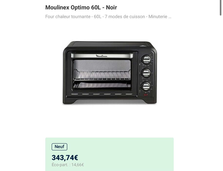 Mini‑cuptor cu convecţie Moulinex OX495810 Optimo 60 L