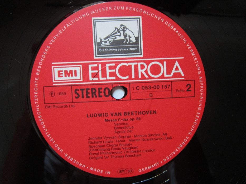 vinil Beethoven -Messe C-Dur (Sung in Latin)-dir. Sir Thomas Beecham