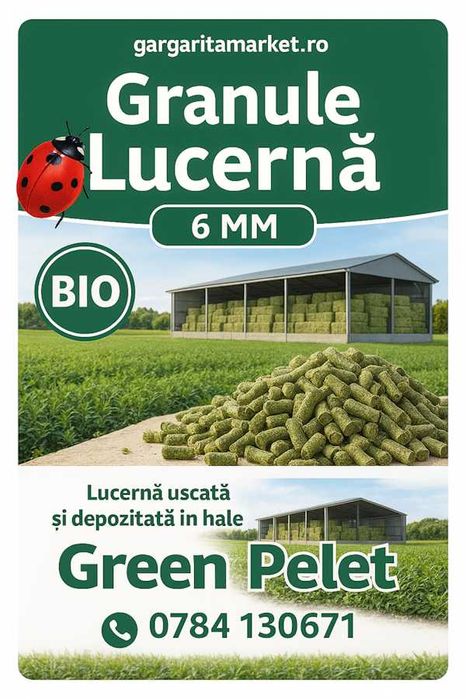 Granule de Lucernă – Furaj Natural pentru Cai/Vaci/Ovine/Iepuri/porci