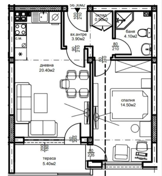 Пред АКТ 16! Двустаен ЮЖЕН апартамент НОВА СГРАДА - Южен