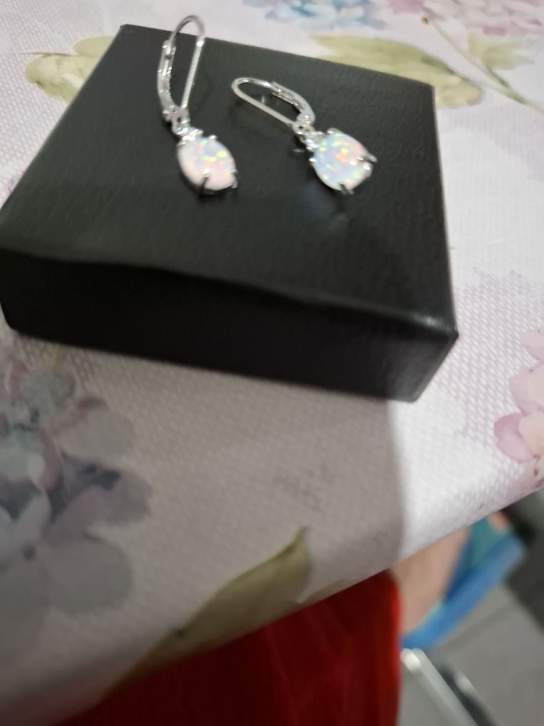 Cercei argint 925 cu opal de Australia și zirconii