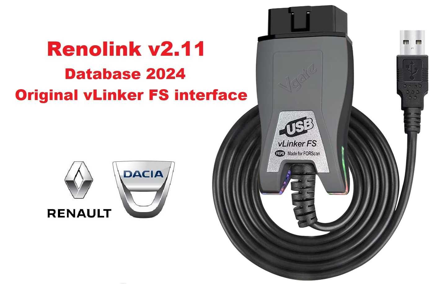 Interfata vLinker FS cu licenta Renolink v2.11 database 2024 + ddt4all