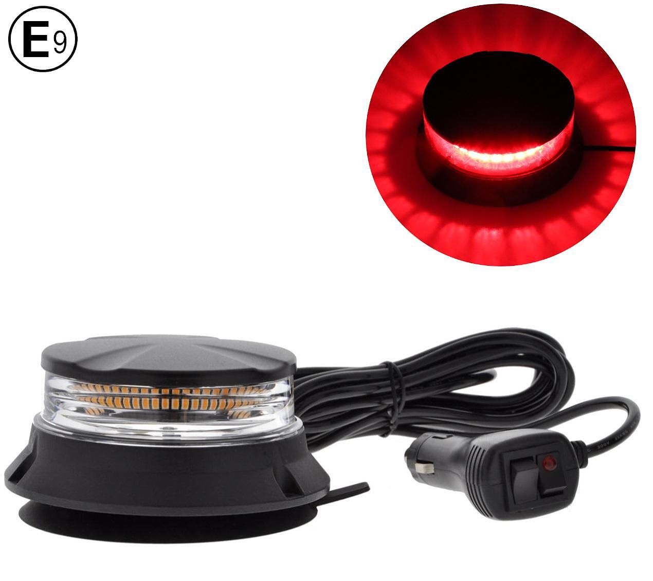 Червена led аварийна сигнална лампа буркан с магнити и вендуза e9 e-ma