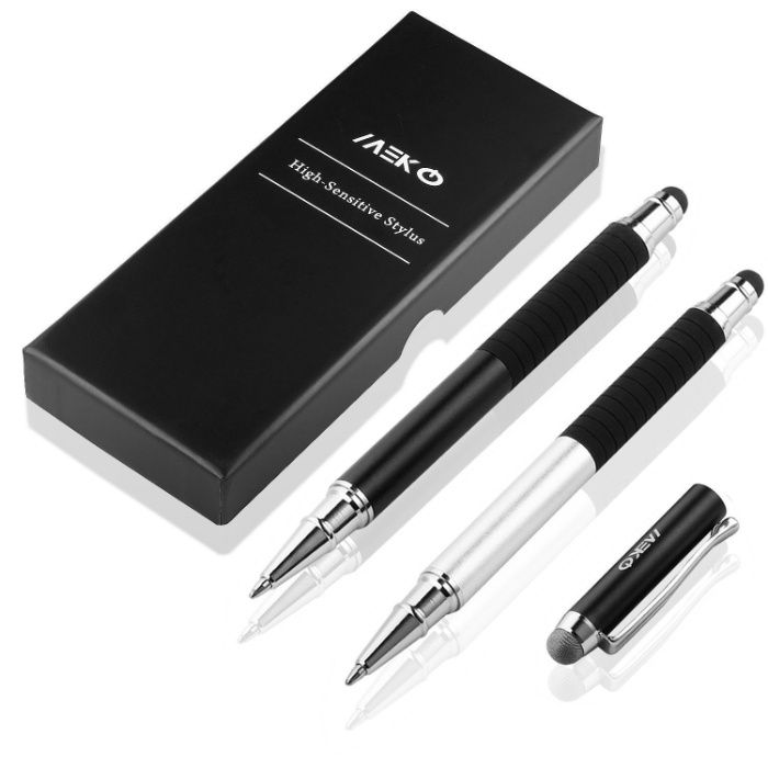 2x Stylus universal 3 in i, MEKO, capacitiv, premium, negru/argintiu