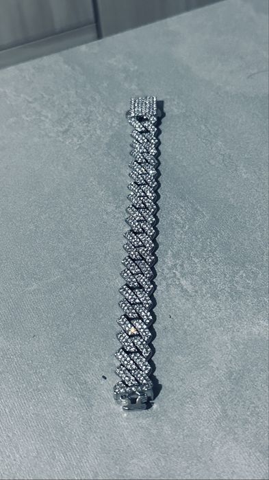 Cuban Link блестяща сребърна iced out гривна