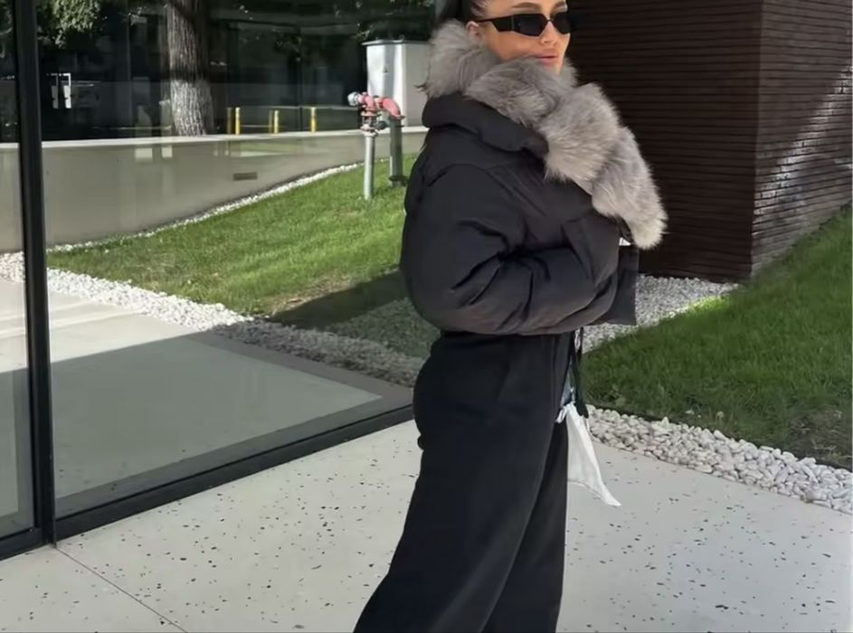 Geaca cu blana de vulpe s