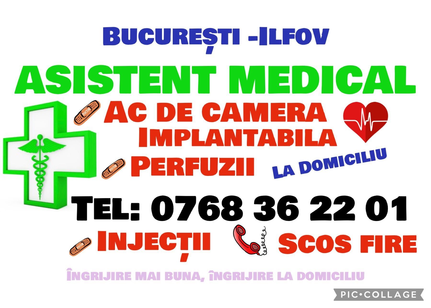 SERVICII MEDICALE la DOMICILIU: Perfuzie, injectie, Scos Fire, Vaccin