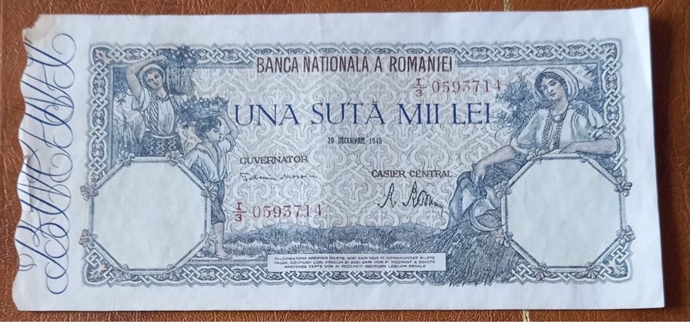 Vand 13 bancnote 100000 lei, an 1946, iesite din circulatie