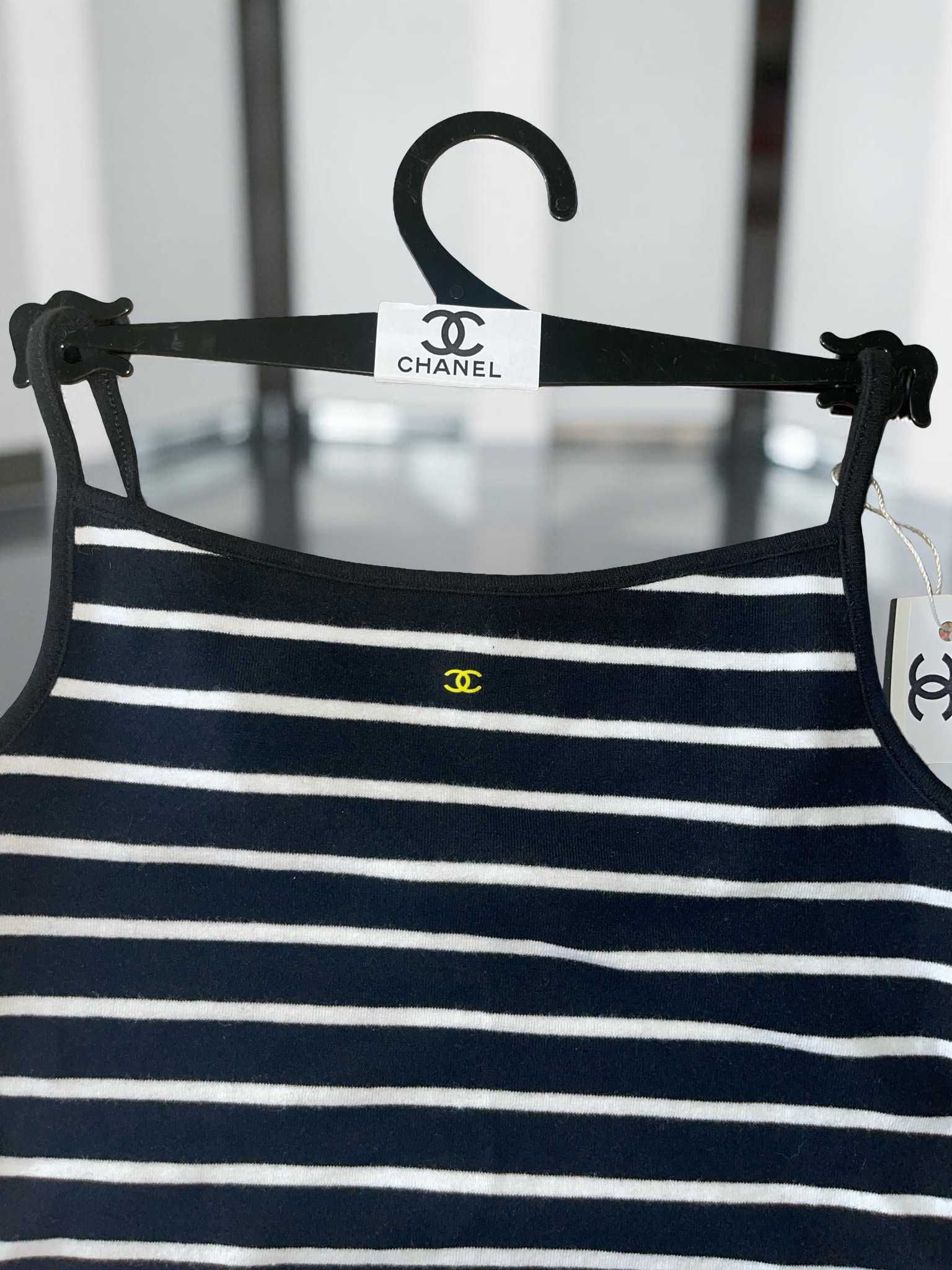 шанел топ потник с презрамки горница тениска блузка бял черен chanel
