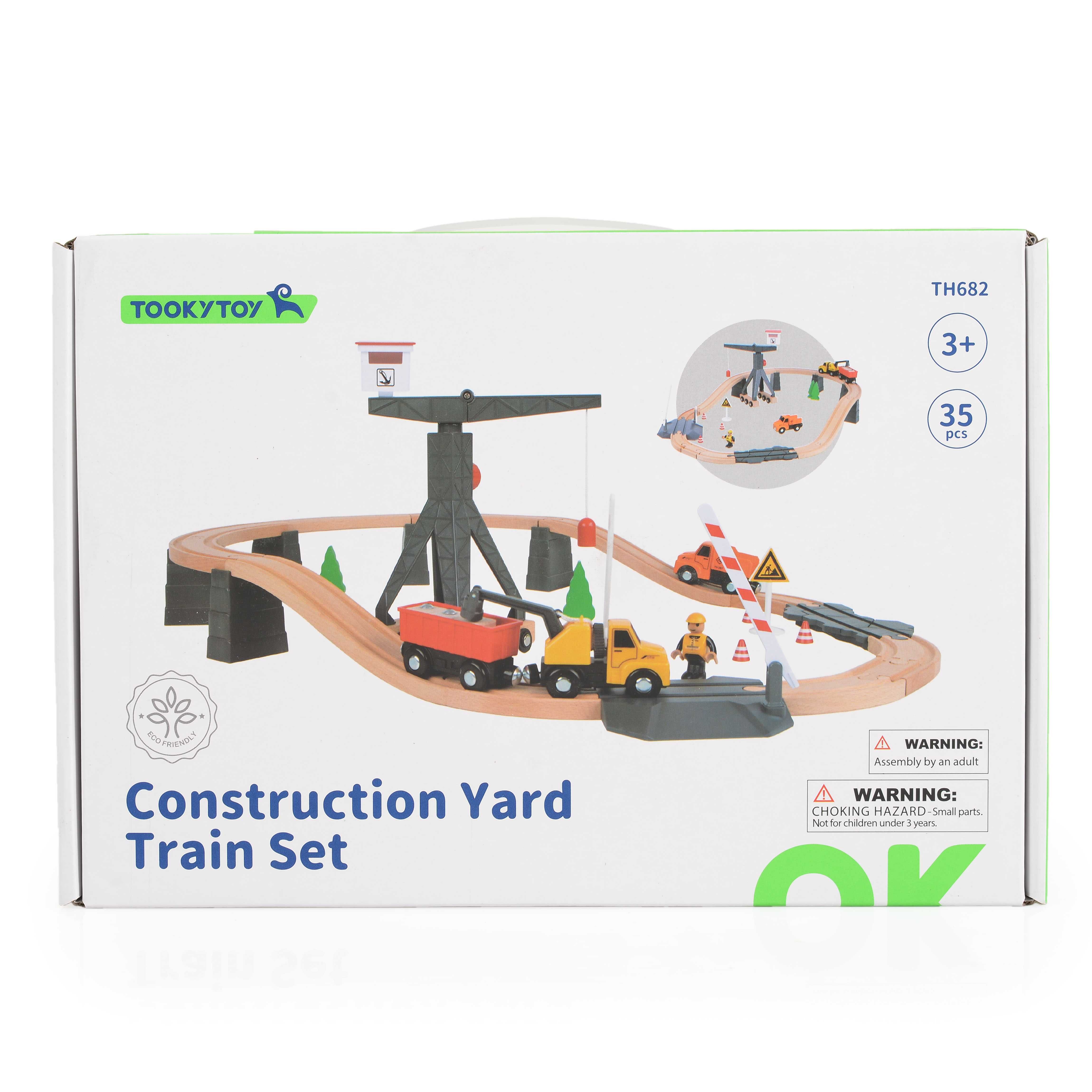 Дървен сет с влак CONSTRUCTION yard train set TH682