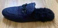 Emanuela Caruso Capri Pantofi Sandale Bijuterie Piele Dark Blue Glossy