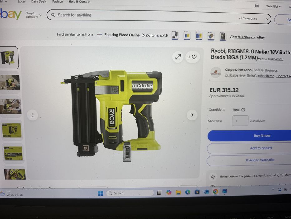 Ryobi-Pistol de cuie fără fir ONE+™ de 18 V, Nou