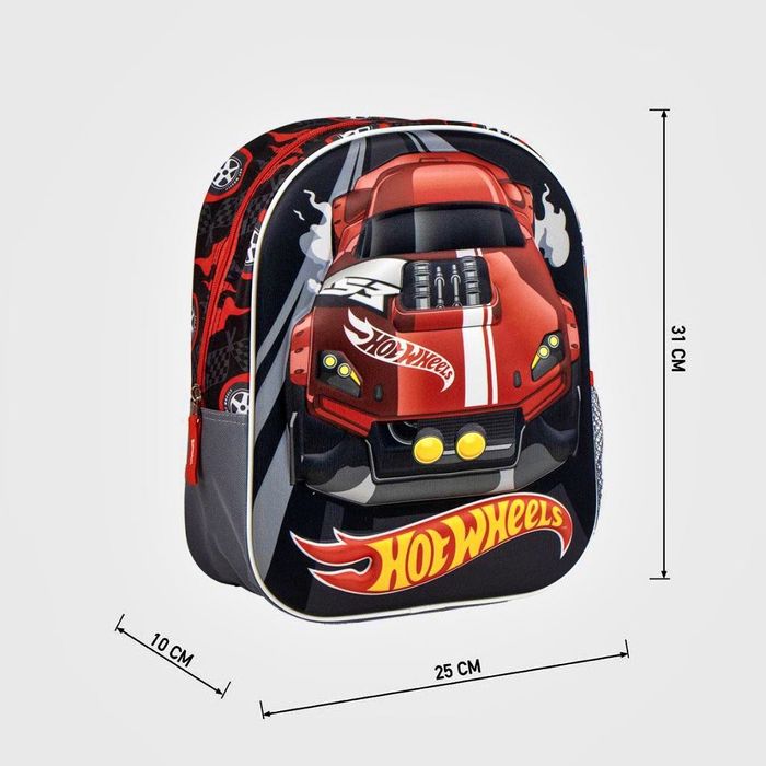 Ghiozdan gradinita copii 3D, Hot Wheels Turbo,  1 compartiment, 31 cm