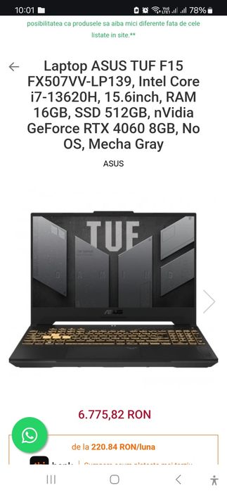 Laptop gaming f15 prețul este negociabil. Mai multe delati în pv