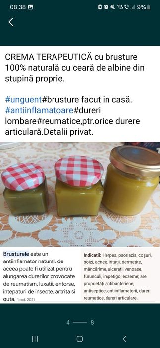 Crema de brusture fără chimicale sau adaosuri