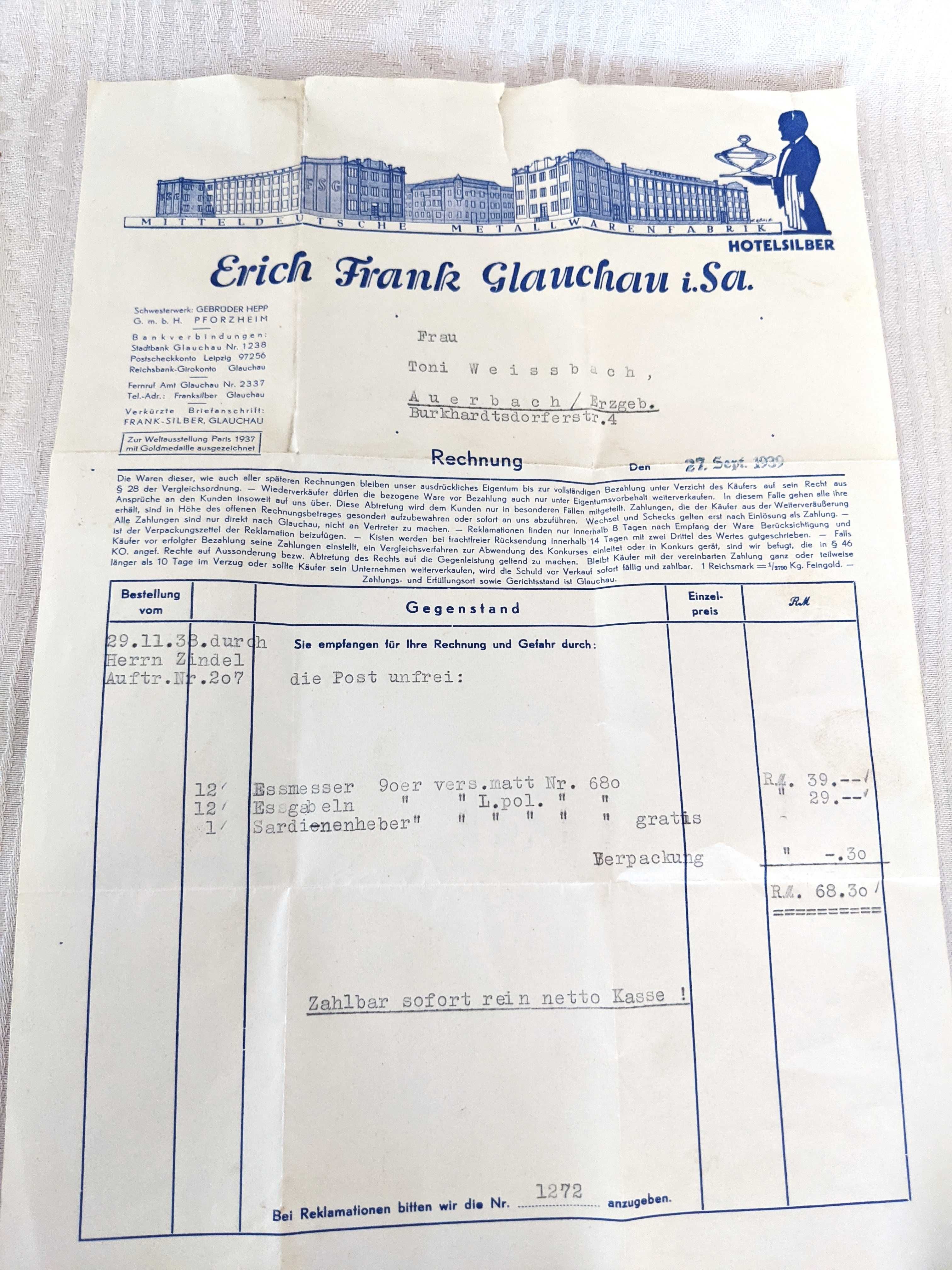 Немски комплет от масивни прибори 97 части посребрени 90, от 1938г.