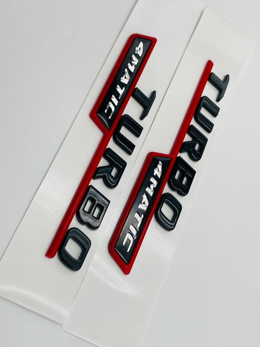 Embleme Compatibile Mercedes turbo 4matic negru rosu