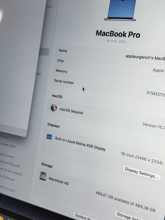 MacBook Pro M1 Pro 16inch 16/512Gb 85% Silver