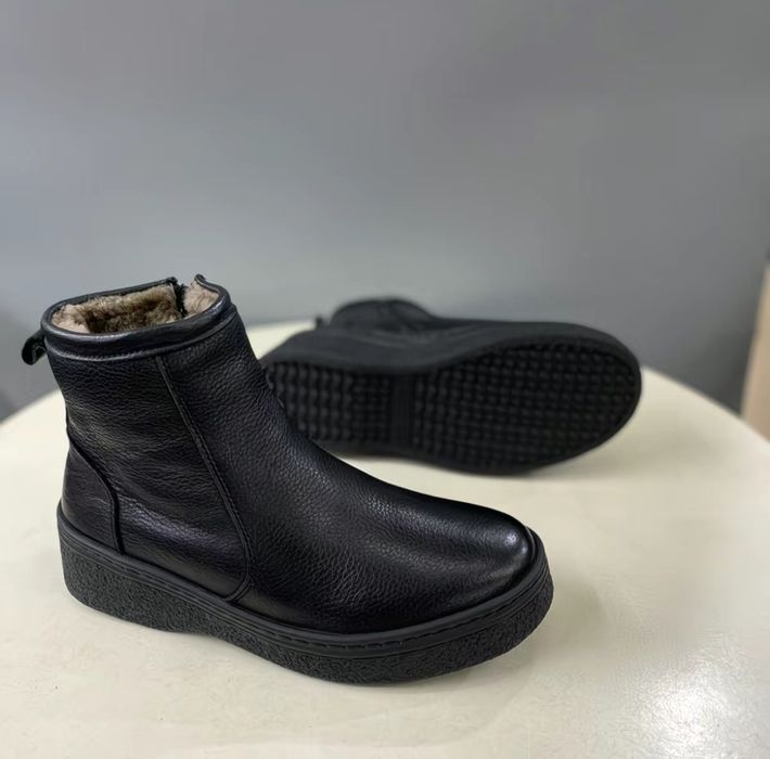 Сапожки кожаные, натуральный мех