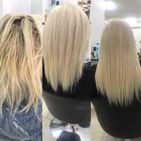 Extensii naturale cu bandă blond/alb Sungate 30cm