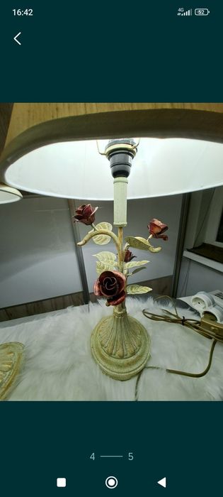 2 lămpi vechi noptieră cu flori