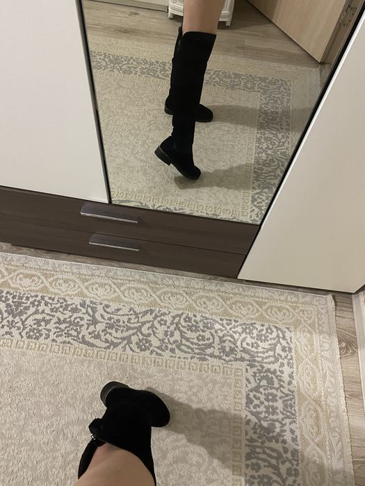 Сапоги ботфорды натуральная замша