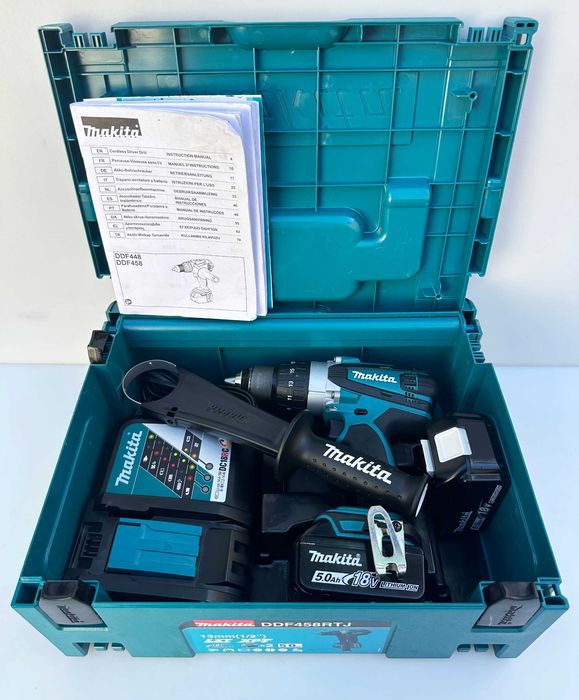 Makita DDF458 RTJ - Мощен акумулаторен винтоверт 2x18V 5.0Ah