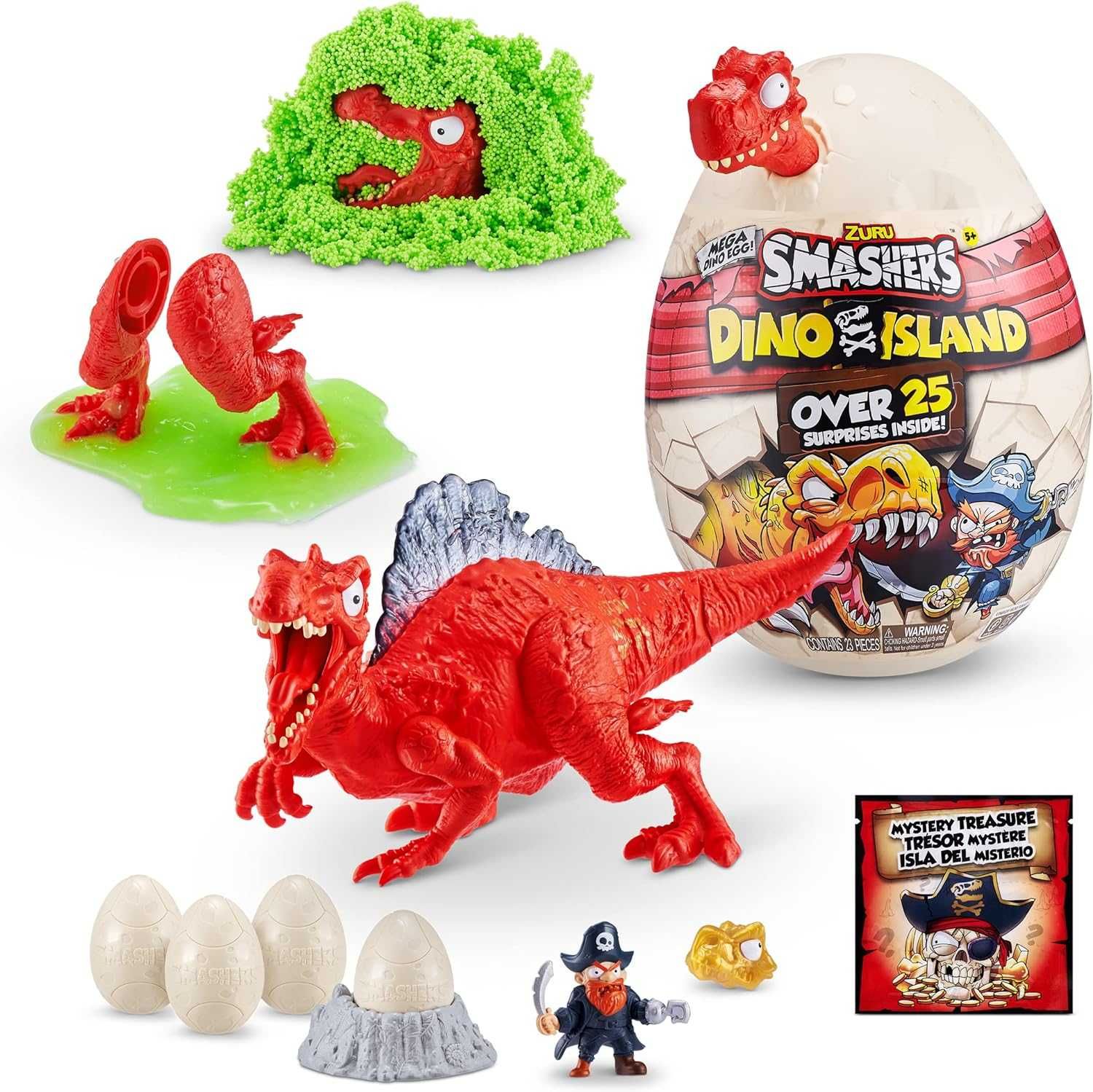 Голямо динозавърско яйце Smashers Dino Island с червен динозавър Zuru