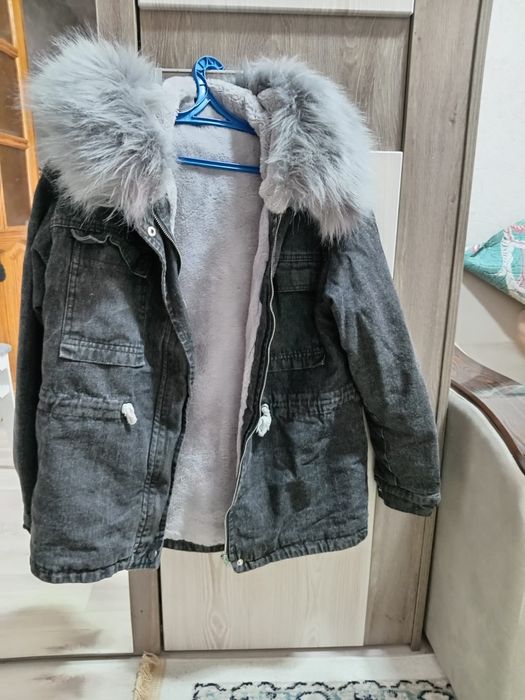 Джинсовый зимний парка