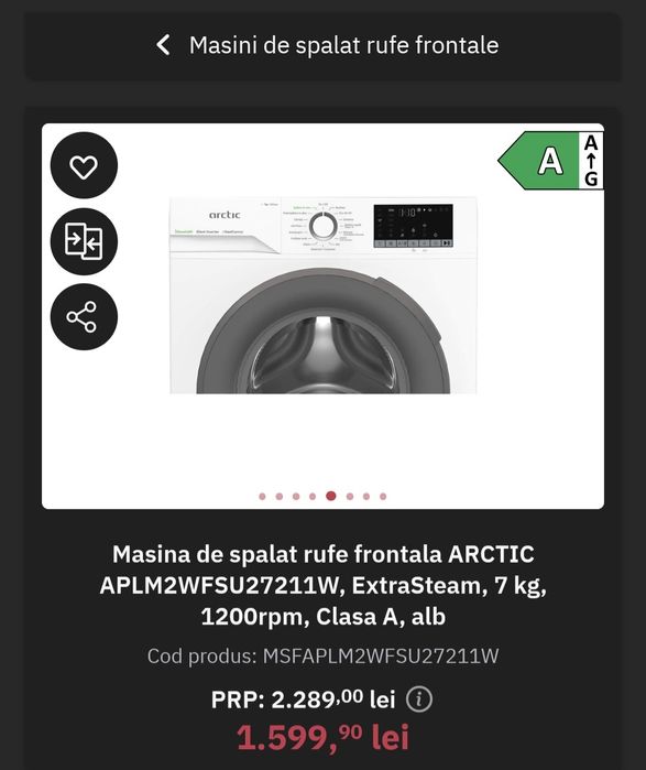 Masina spalat Artic, noua