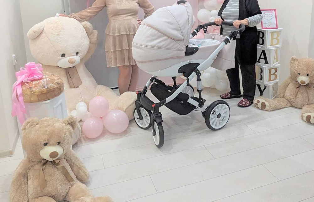 Бебешка количка Адбор  3 в 1 бебешко розово