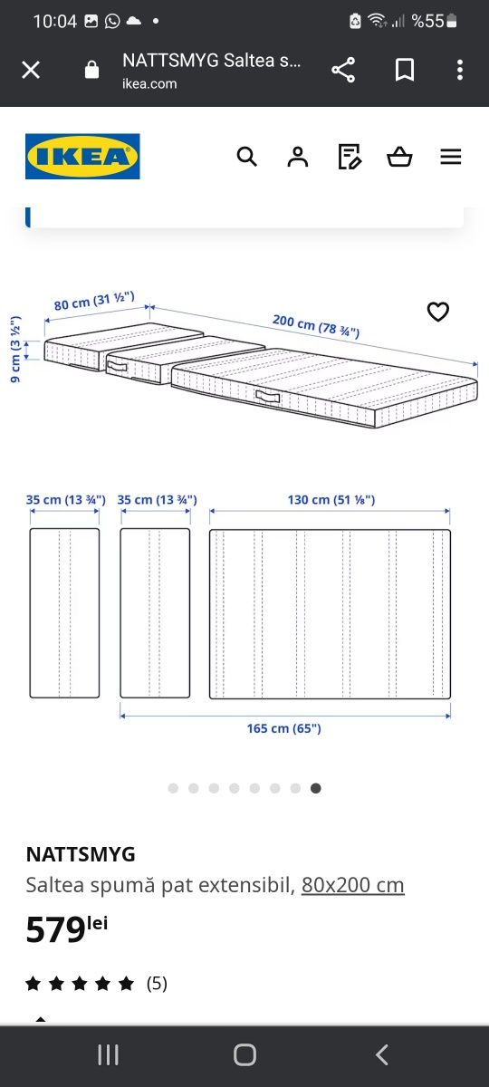 Pat copii extensibil ikea Minnen cu saltea