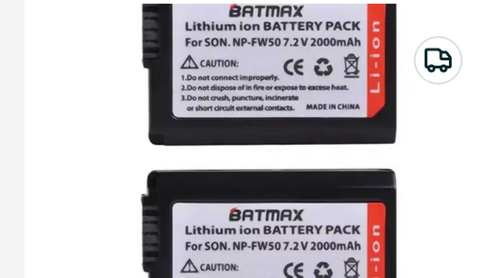 Batteries Battery 2000mAh NP-FW50 Sony a6000 a6300 a6400 etc