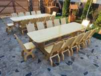 Set "Florentina" Masa cu 10 / 12  scaune tip XL. Masa cu scaune rustic