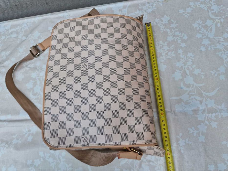 Louis Vuitton, poseta dama, geanta messenger din piele ecologica, Bej