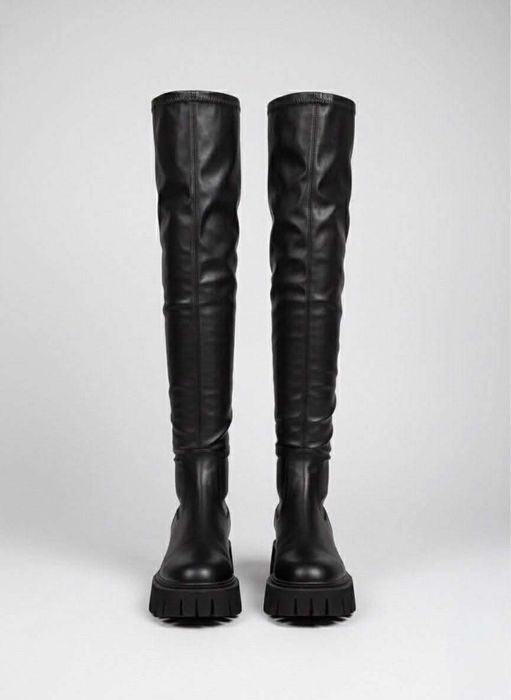 Cizme lungi peste genunchi, negre, stil modern –